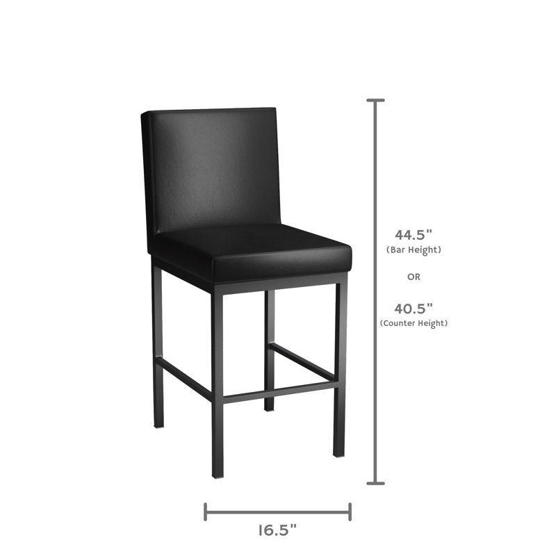 Upholstered Counter Stool with Metal Frame, Black, Bar Stool (30" Seat Height)
