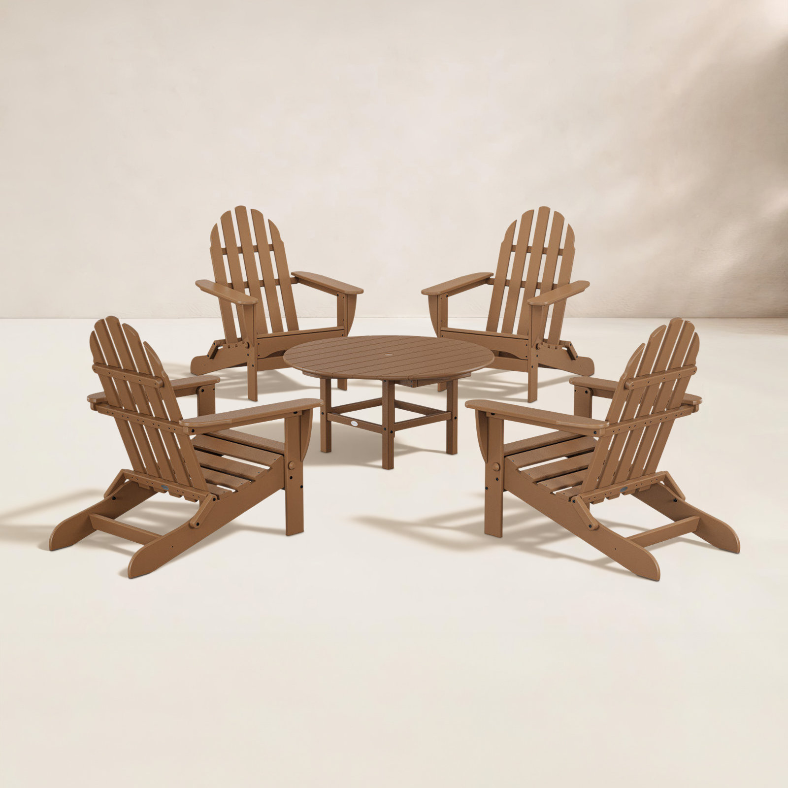 POLYWOOD® Classic Adirondack 4-Person Patio Seating Group, Teak