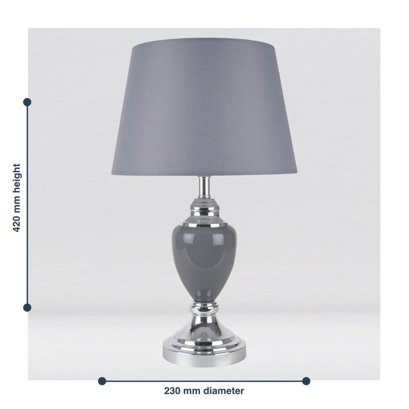 Sandin Metal Table Lamp,  Polished Chrome/Grey, Grey
