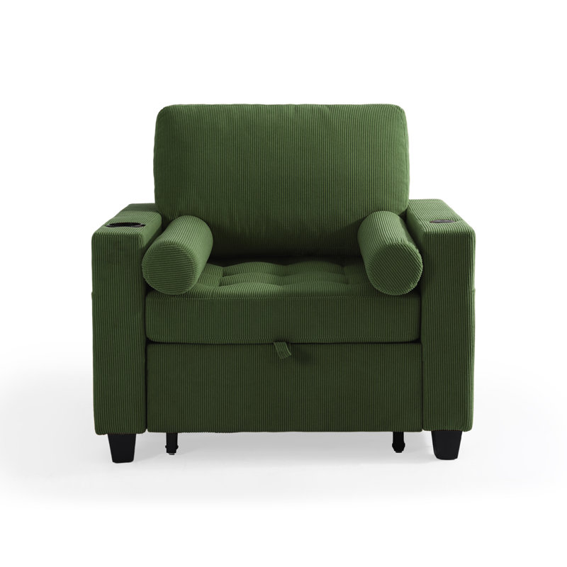 Convertible Sofa Bed Chair 3-In-1 Multi-Functional Sleeper Single Chair Bed With Modern Fabric, Green