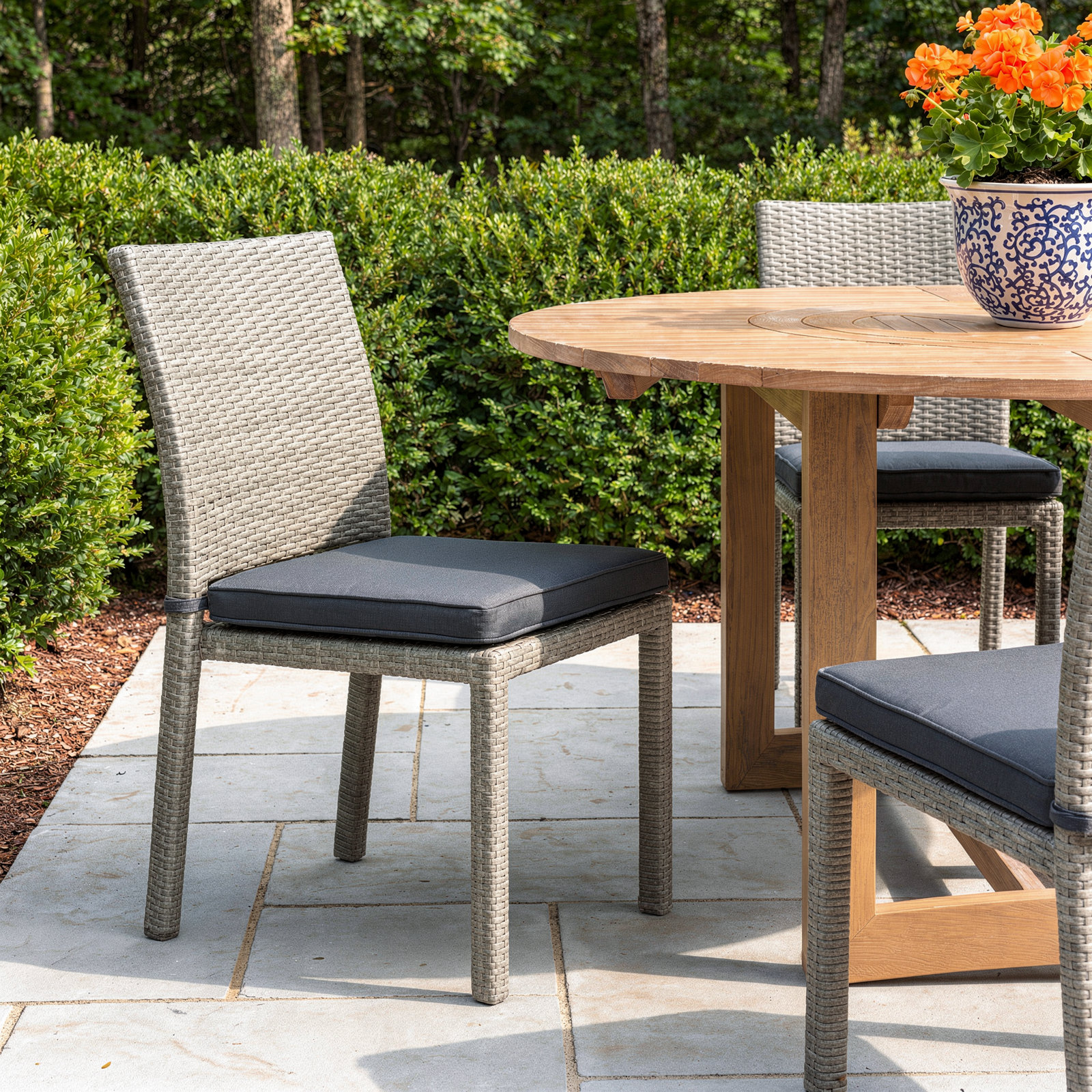 Alyisa Stackable Patio Side Chair, Gray, Gray