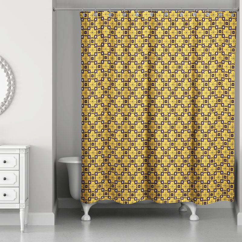Rideau de douche simple Aphina, Jaune