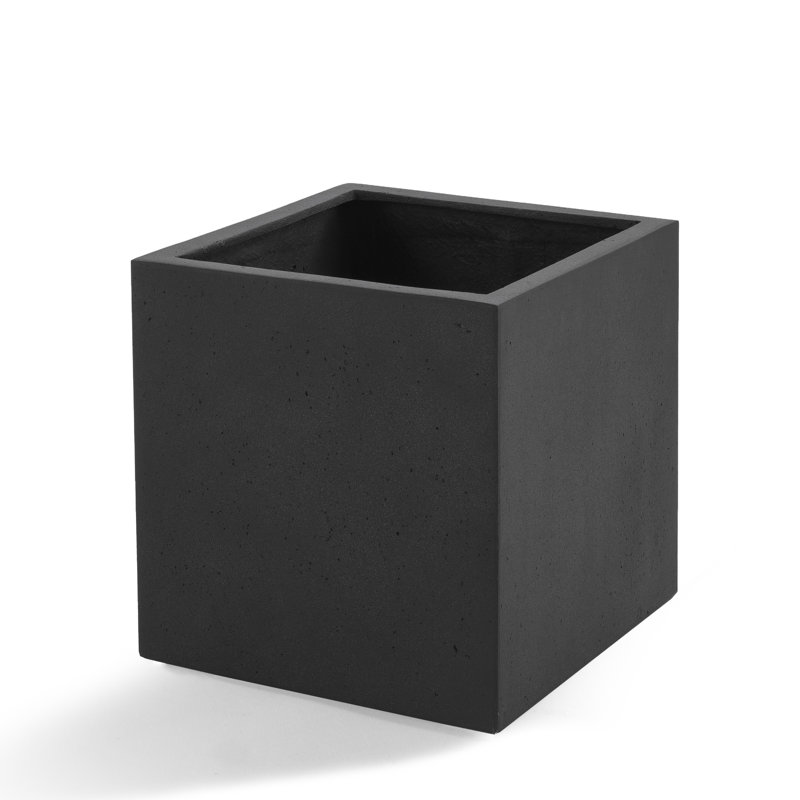 Pot à fleurs Grigio XL l 19,75 po x H 19,75 po - Anthracite, pot à fleurs fait à la main léger de qualité supérieure, résistant au gel et aux rayons UV en fibre de verre pour intérieur / extérieur