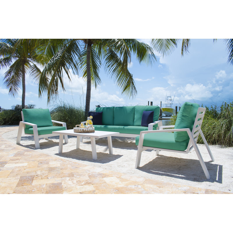 Mykonos 5 - Person Outdoor Seating Group with Cushions, Canvas Aruba Sunbrella® Canvas