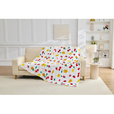 MXM FUN FRUIT FLANNEL THROW 230X230 MULTI