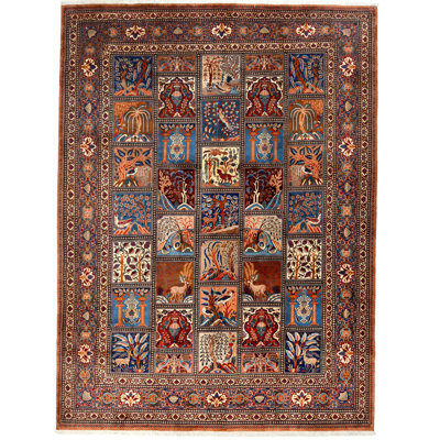 Très grand tapis oriental kaki rétro en laine 10 x 13