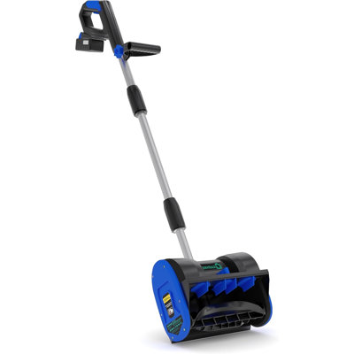 12" Electric Snow Shovel – 400W Motor, 16.5FT Throw, 20V Battery, ±30° Guide, Blue