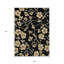 Tapis intérieur lavable floral noir et doré 9 pi x 12 pi