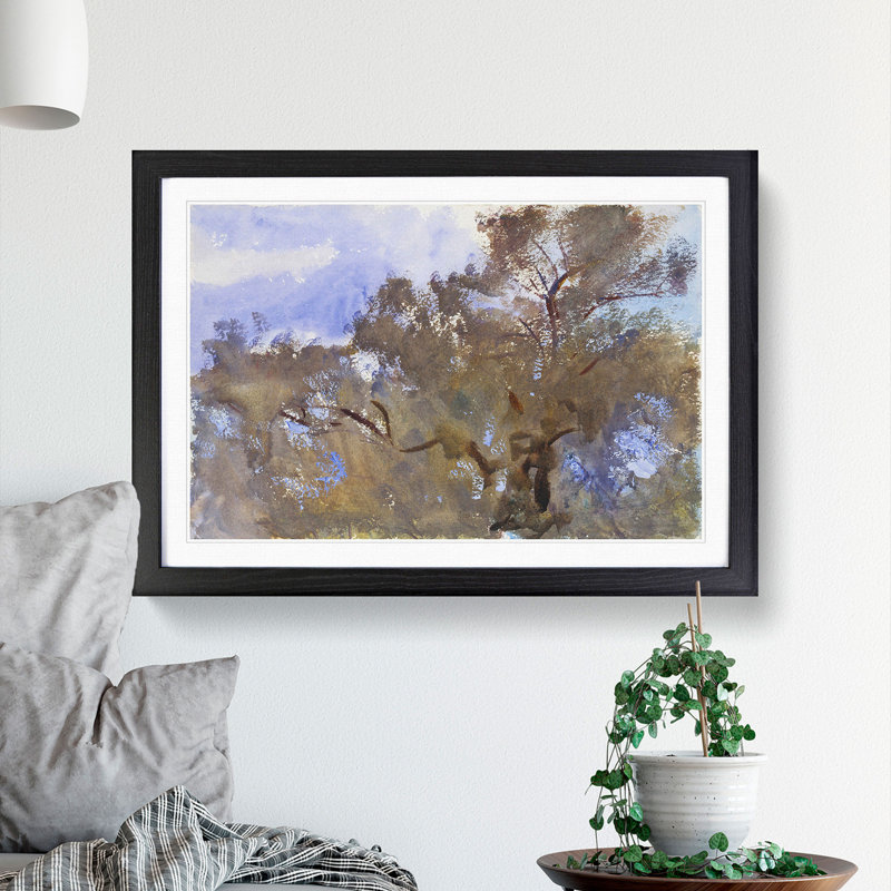 Treetops Against the Sky by John Singer Sargent - Picture Frame Painting, 48cm H x 65cm W x 2cm D, Black