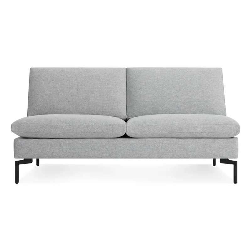 New Standard Upholstered 60'' Loveseat, Maharam Meld in Panda Polyester Blend, Black