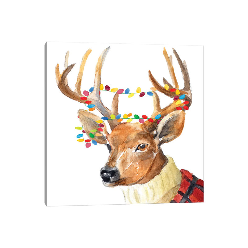 Christmas Lights Reindeer Sweater by Lanie Loreth - Wrapped Canvas Print, 93.98 cm H x 93.98 cm W