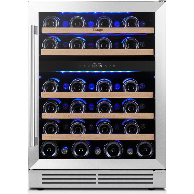 Yeego 23.4'' 46 Bottle Wine Refrigerator Dual Zone Freestanding/Built-In Cooler