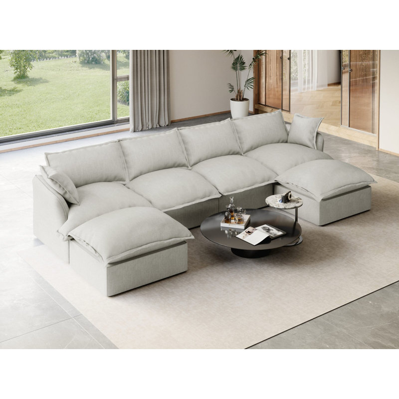Modular Sectional Couch Down Filled Sofa, Comfty Convertible Deep Seat Cloud Couch For Living Room, Detachable Washable Couches Cushion Covers