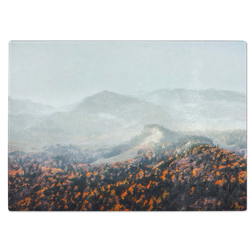 Tempered Glass Tipped Forest Chopping Board, 39 cm W x 28.5 cm L