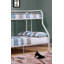 Lit simple superposé au dessus d'un lit double en métal de style contemporain avec échelle en angle, blanc-2079054566