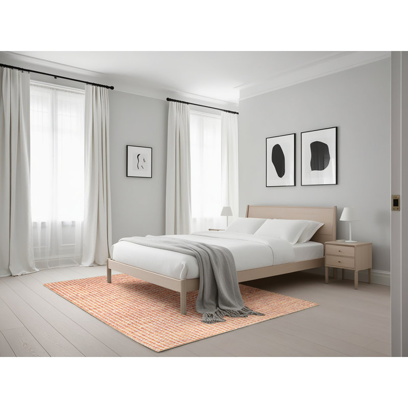 Tapis contemporain brun / rouge, Rectangle 5 pi x 7 pi