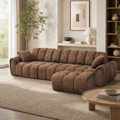 120" Modular Boneless Sofa with Chaise Lounge, Chenille Fabric, Modern Pull-Apart Sectional for Living Room, 4-Piece Set