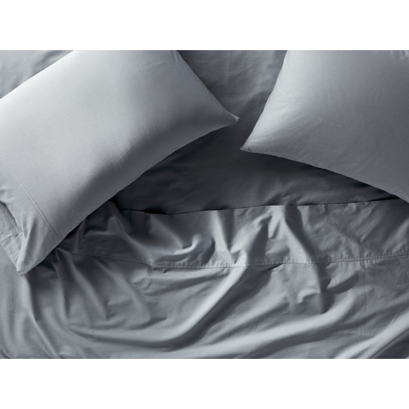 Cloud Soft Sateen 100% Cotton Sateen Pillowcase - Set of 2, Pale Gray, King Pillowcase