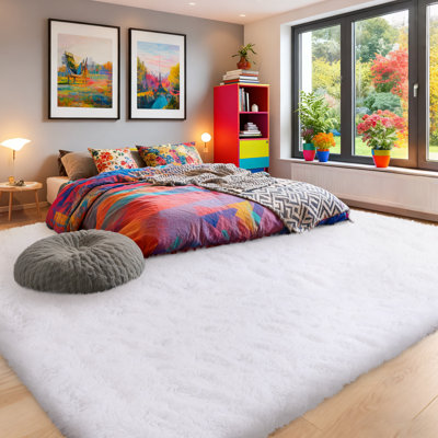 Silk-Cloud Series - Sleek Premium Velvet Area Rug, Ultra-Smooth Touch Silky Microfiber, Non-Slip & Shed-Free Minimalist Shag Rug for Bedroom