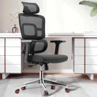 Mayisha Heavy Duty High Back Ergonomic Office Chair With Metal Base,Lumbar Support,Adjustable Headrest,Mute Rolling Castor Wheels,400LB Capacity