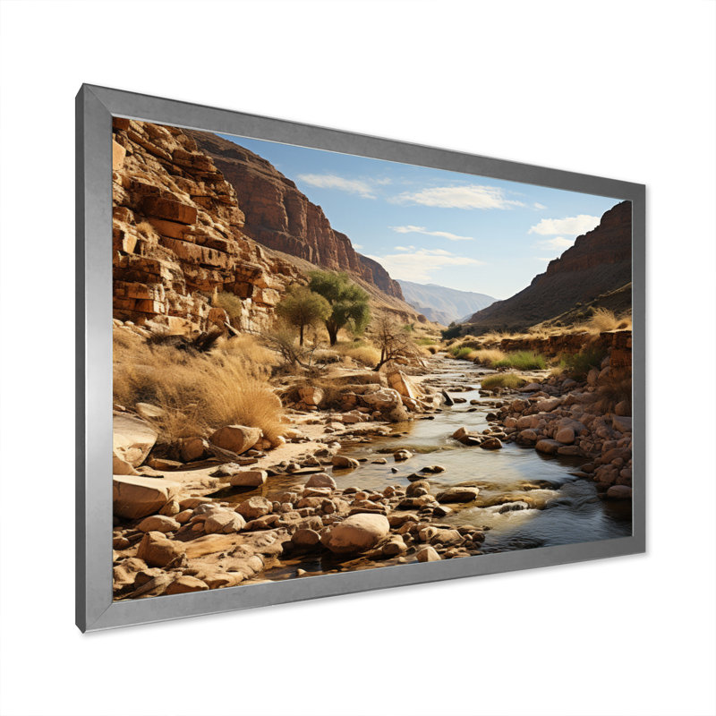 Désert oasis I sur toile, Cadre photo argenté, H 12 po x l 20 po x P 1 po