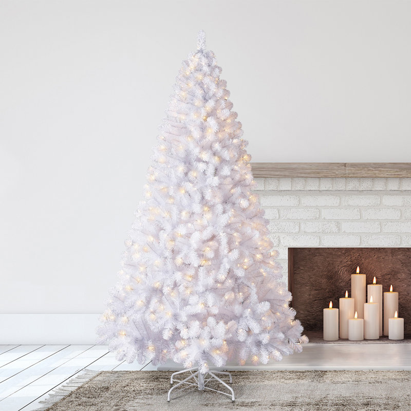 Home Heritage 7.5' Artificial Prelit Christmas Tree 500 Clear LEDs, White