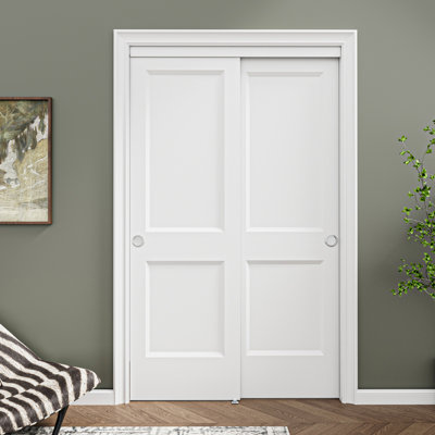 48" x 80" Height 2 Panel Classic Style Interior Sliding Door Solid Core Hardware kit Handles Including