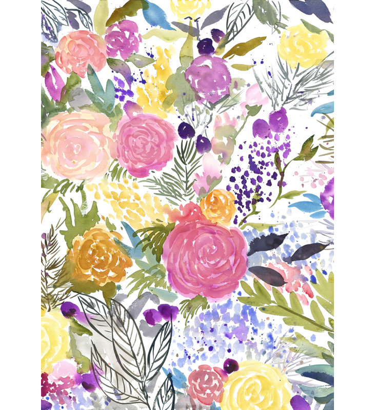 Ensemble de fleurs - Toile mauve pour la décoration intérieure | Reproduction d'art