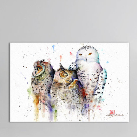 «Owls Don't Sleep» par Dean Crouser - reproduction d'art sur toile, H 18 po x l 26 po x P 1,5 po, Papier d'art encadré noir