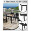Table de patio extensible pour 4 à 6 personnes, table en aluminium avec plateau à motif en bois pour le jardin, la cour et la terrasse-2010567514