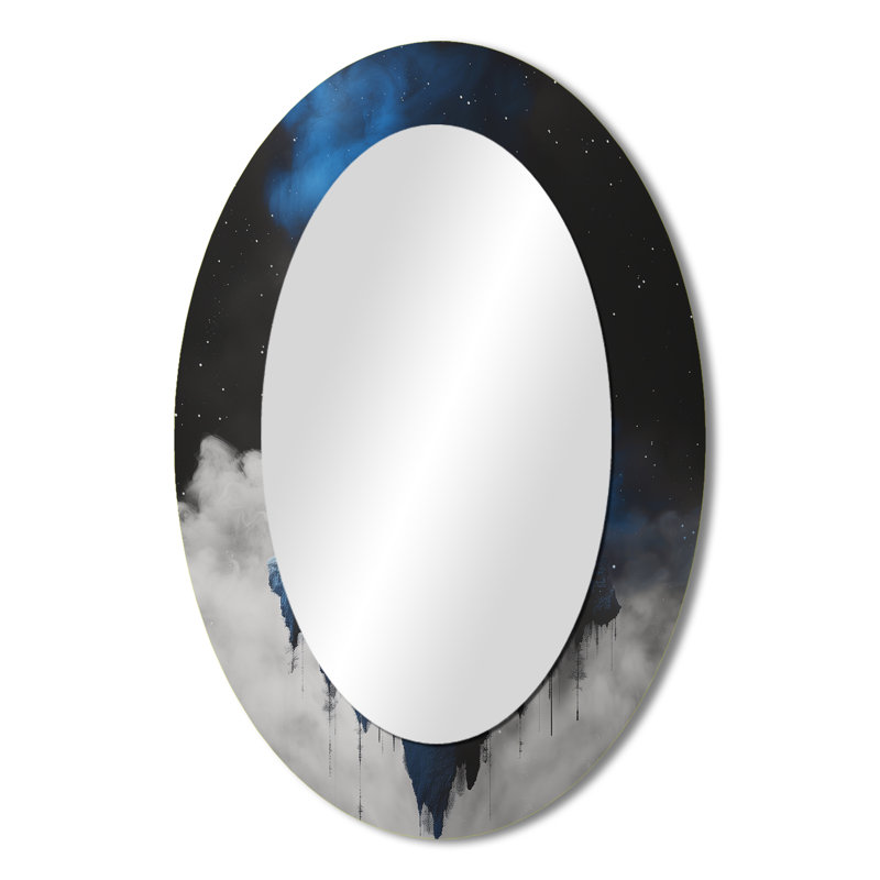 Décoration miroir bleu bleu astrologique Balance cosmique Balance bleue, 36 po x 24 po