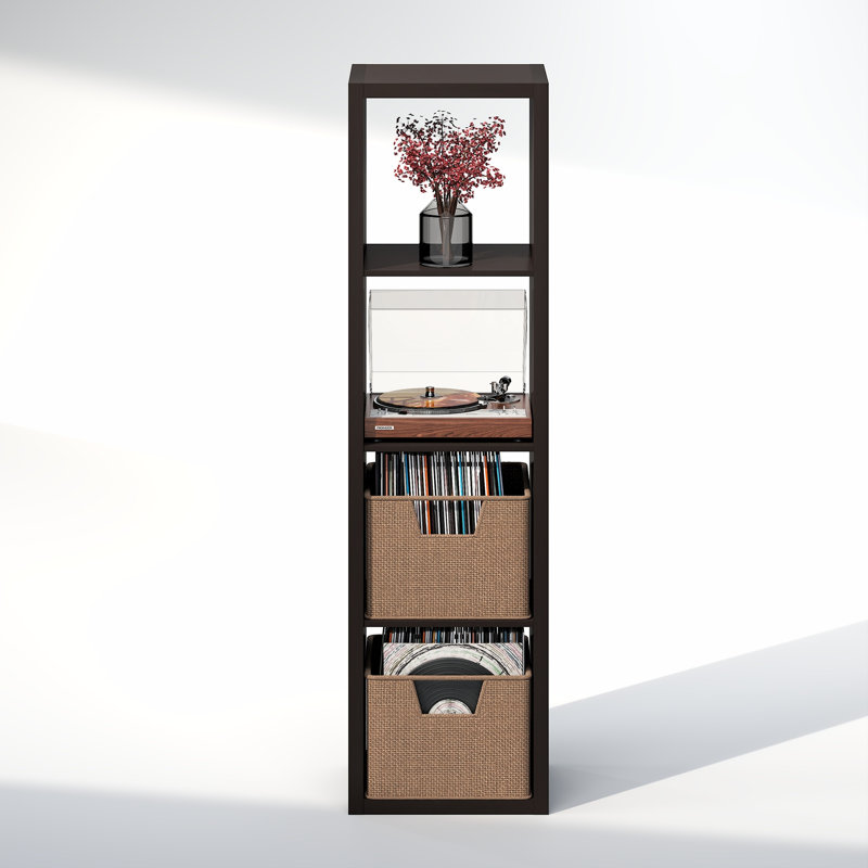Tanvee 147.19cm H Media Shelves, Dark Oak