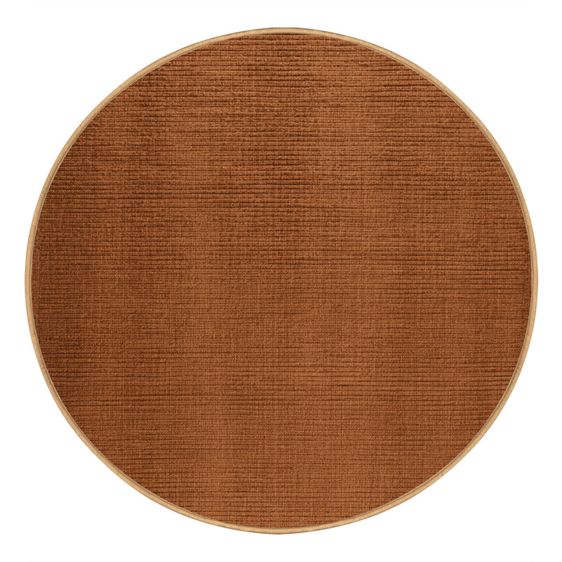 Tapis brun uni lavable à la machine, Rond 8 pi