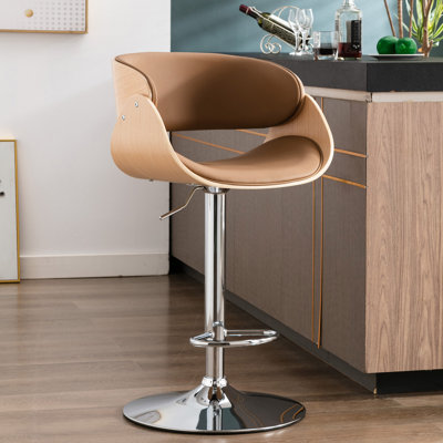 Hisaan Swivel Upholstered Adjustable Height Counter Stool with Metal Frame