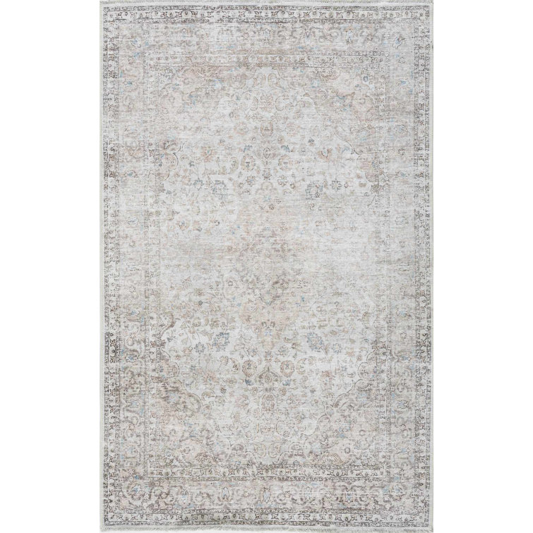 Jaelyne Machine Washable Beige/Gray Oriental Area Rug