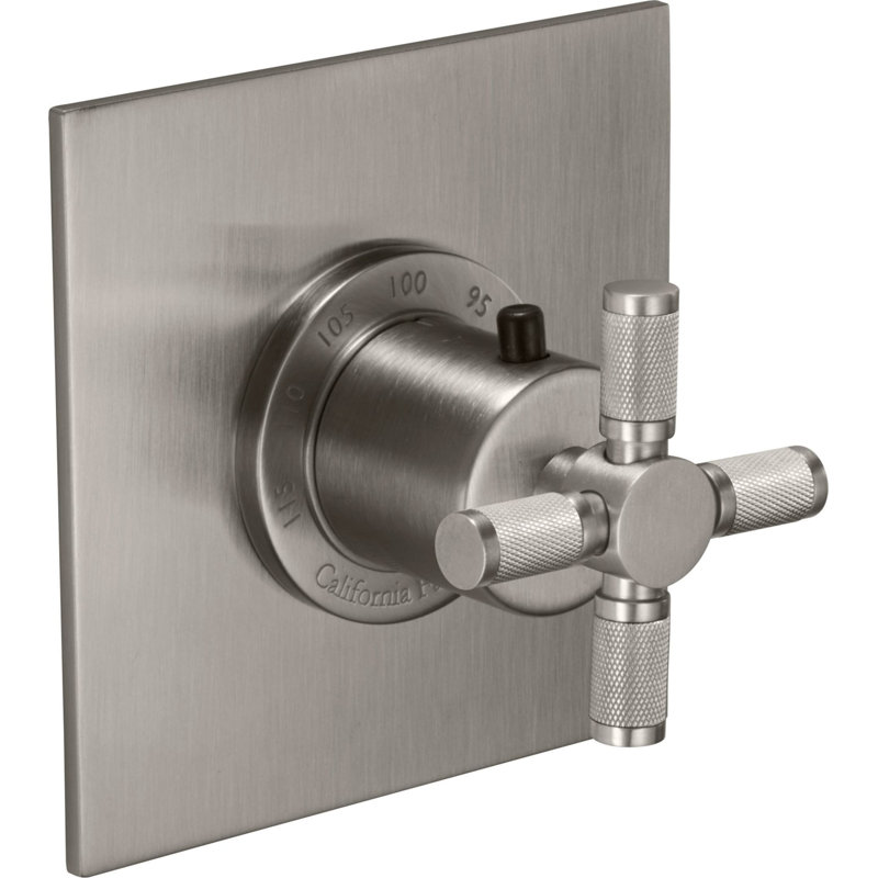 Descanso Square StyleTherm® 3/4" Thermostatic Trim Only - Knurled Handle, Satin Nickel