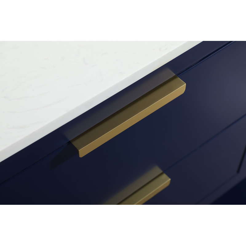 Larkin 48'' Blue Solid Wood Single Bathroom Vanity with Marble Top