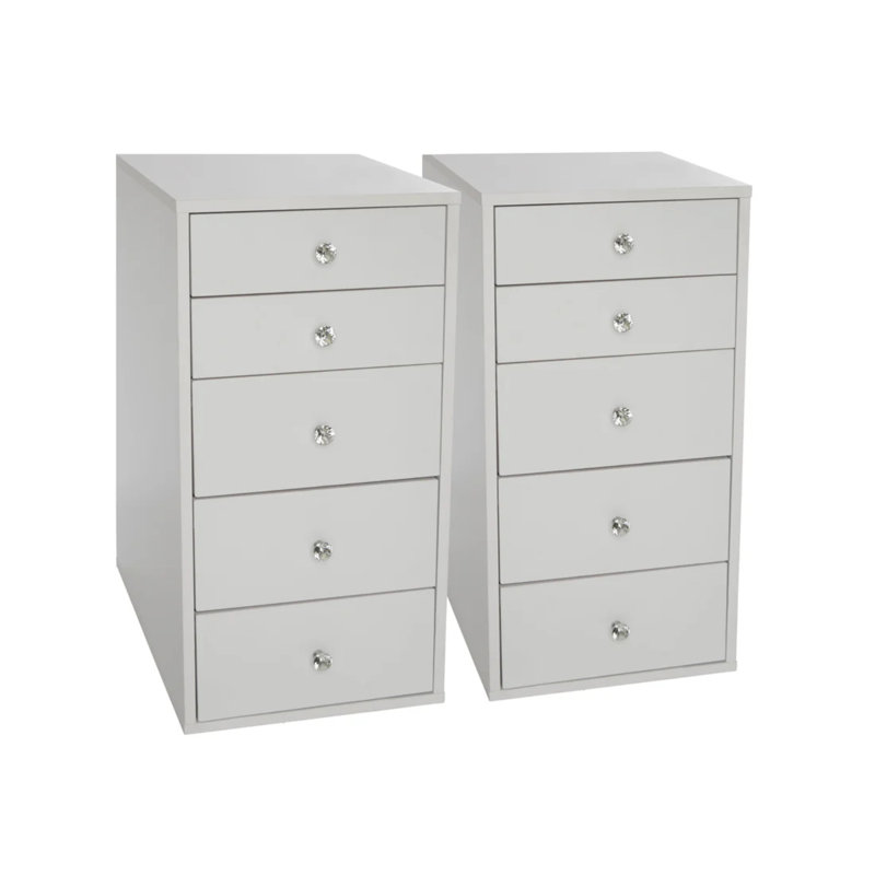 Meuble-lavabo à fermeture en douceur 5 tiroirs avec boutons Crystal Lux, White
