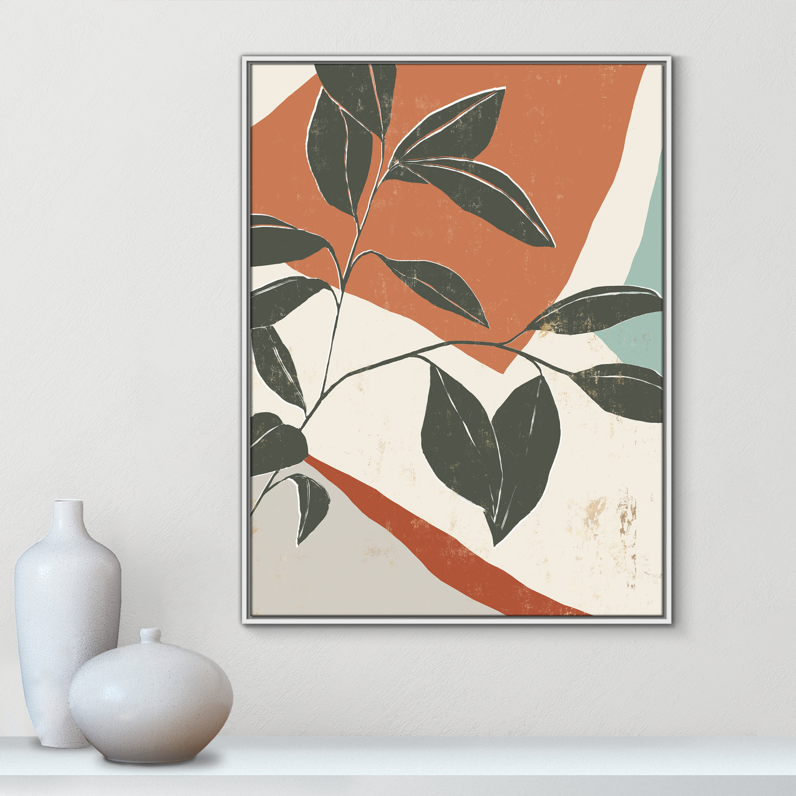Cutout Leaves "Cutout Leaves I" Print, 41.5" H x 31.5" W x 2" D, White Framed
