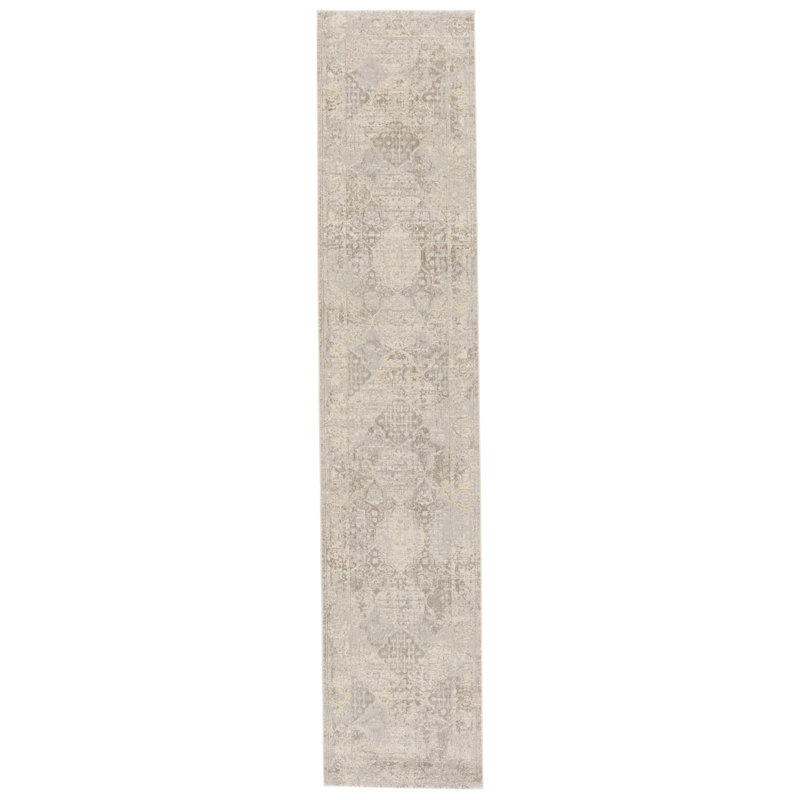 Tapis gris tissé à la machine Clint, Tapis de couloir 2 pi 6 po x 12 pi