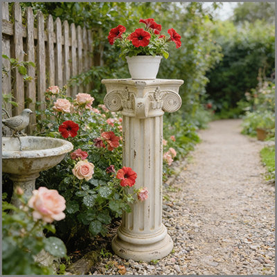 Pedestal Column Plant Stand 28.93'' Tall Roman Column with Base Roman Pillar Greek Column Magnesium Oxide Statue Sculpture Pedestal Stand Holder for Indoor Outdoor Wedding Birthday Party decorate