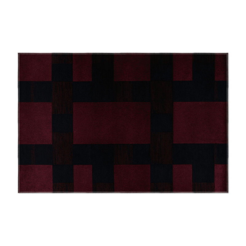 Tapis intérieur / extérieur mauve à carreaux, Rectangle 5 pi x 7 pi