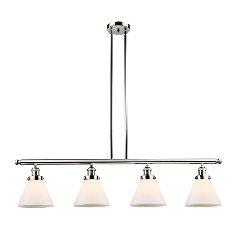 Luminaire suspendu linéaire pour îlot de cuisine 1 lumières Elliston, l 48 po x P 8 po, Boîtier blanc mat, Nickel poli