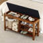 Banc de rangement rembourré avec plateau rabattable et cloison réglable pour le vestibule, la chambre à coucher et le salon-1590346686