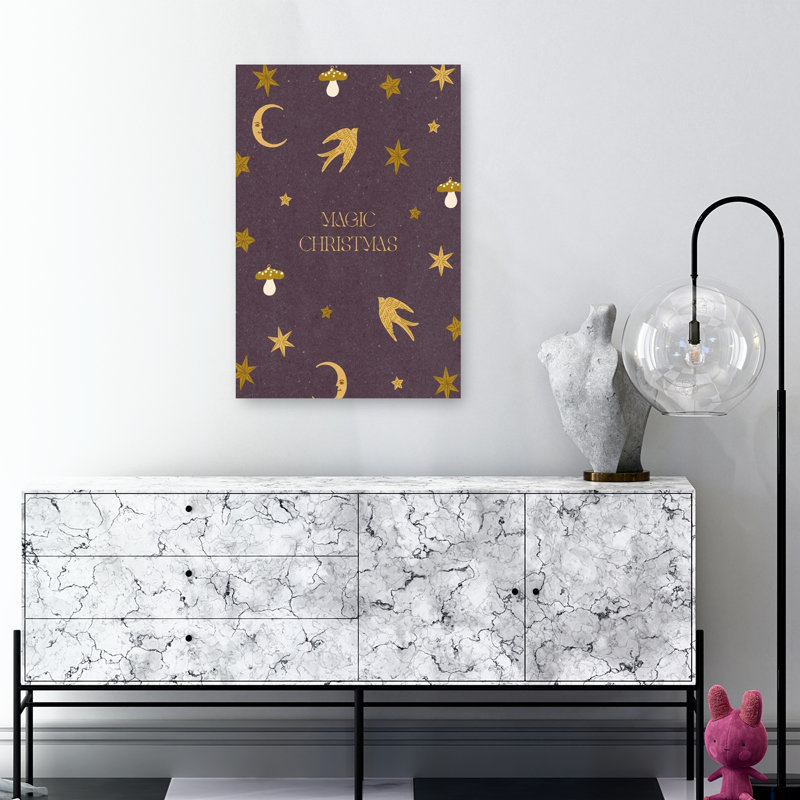 «Magic Christmas 02 Dreamy Vintage Whimsical Bird Landscape Nature», reproduction d'art mural, H 36 po x l 24 po