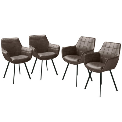 45.01cm H Upholstered Metal Dining Chairs in Leather