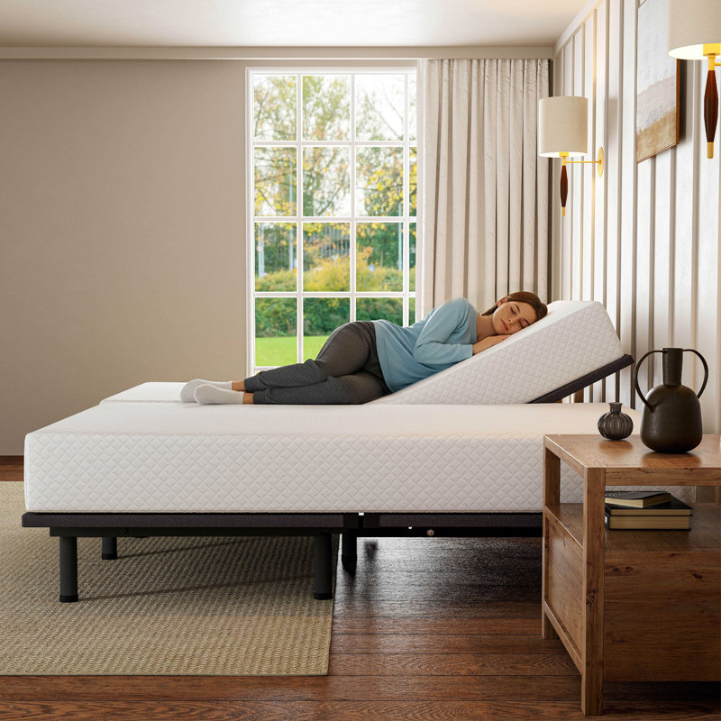 Split King Adjustable Bed With 12”memory Foam Mattress, Wireless Remote Control