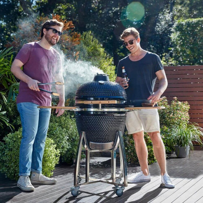Ajooni 130cm Kamado Charcoal BBQ, Black