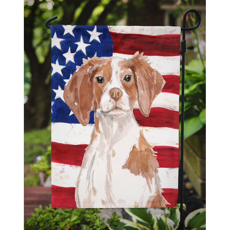 2 côtés en polyester de 2 côtés american drapeau de jardin, Épagneul Brittany