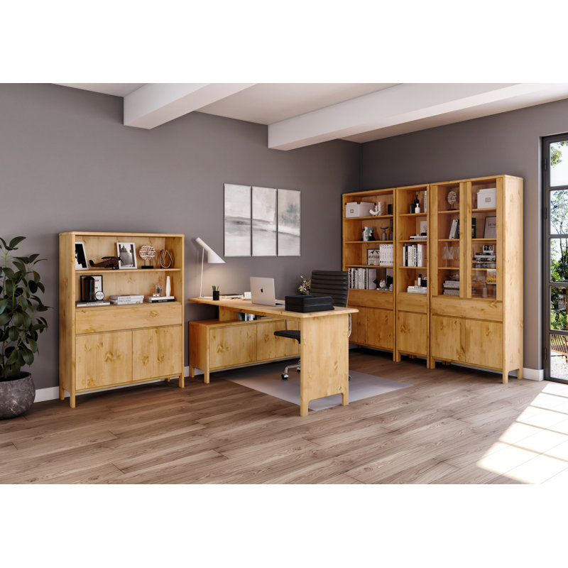 Cecile L Shape Desk, Nature Brown Oil, Nature Brown Oil